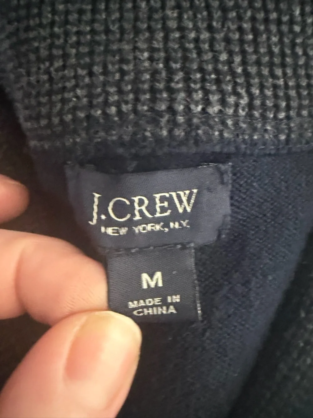 J.Crew navy blue shawl collar pullover sweater kangaroo pocket medium.